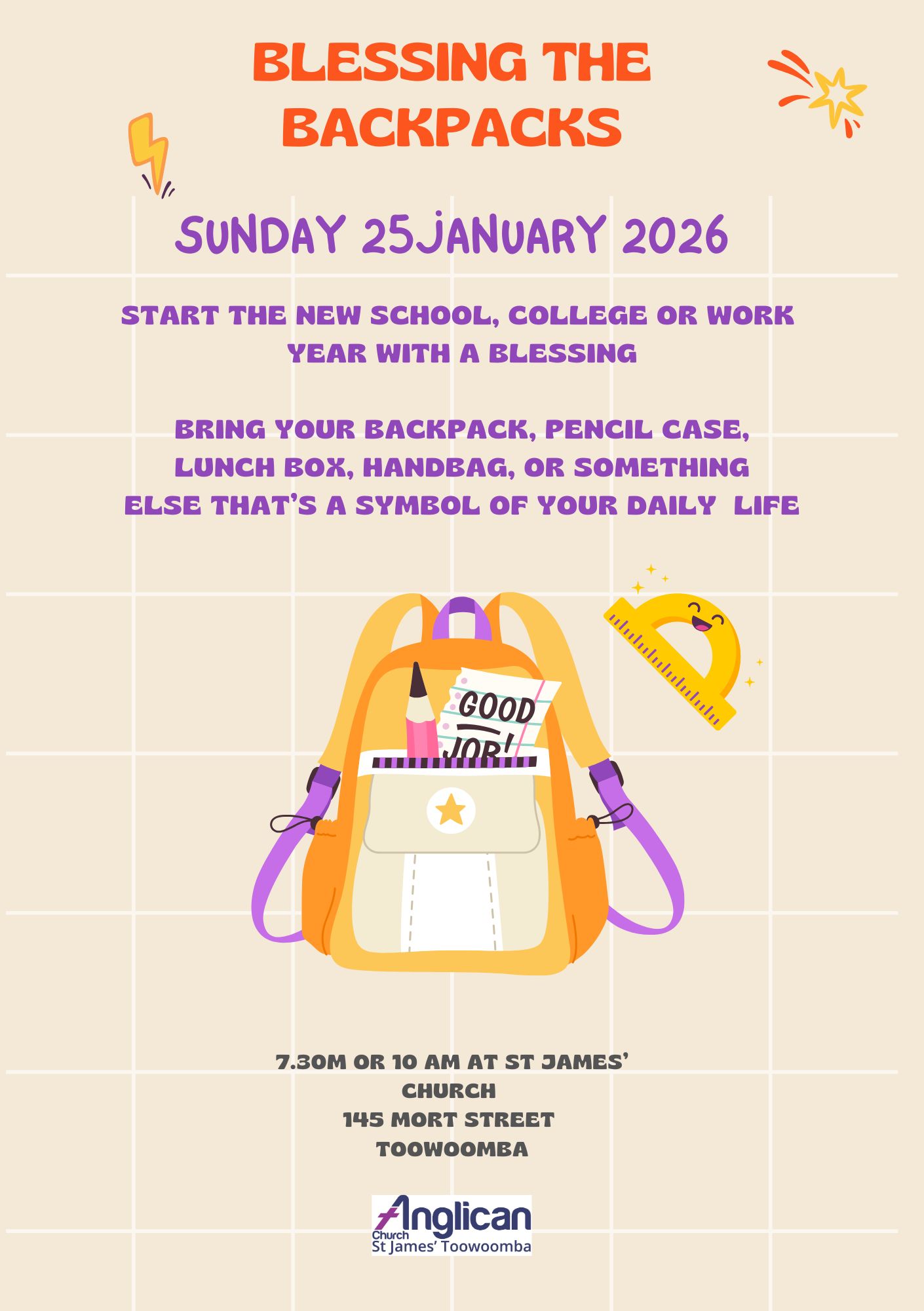 Anglican Church - Blessing the Backpacks